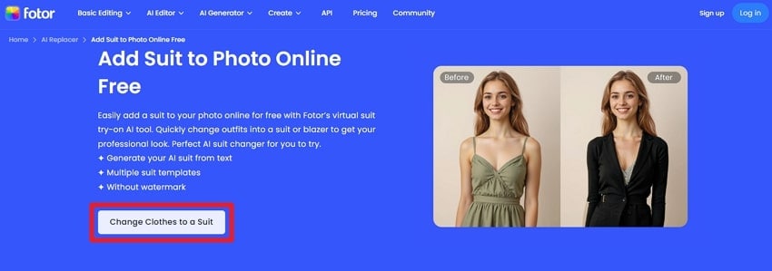 add photo for blazer on fotor